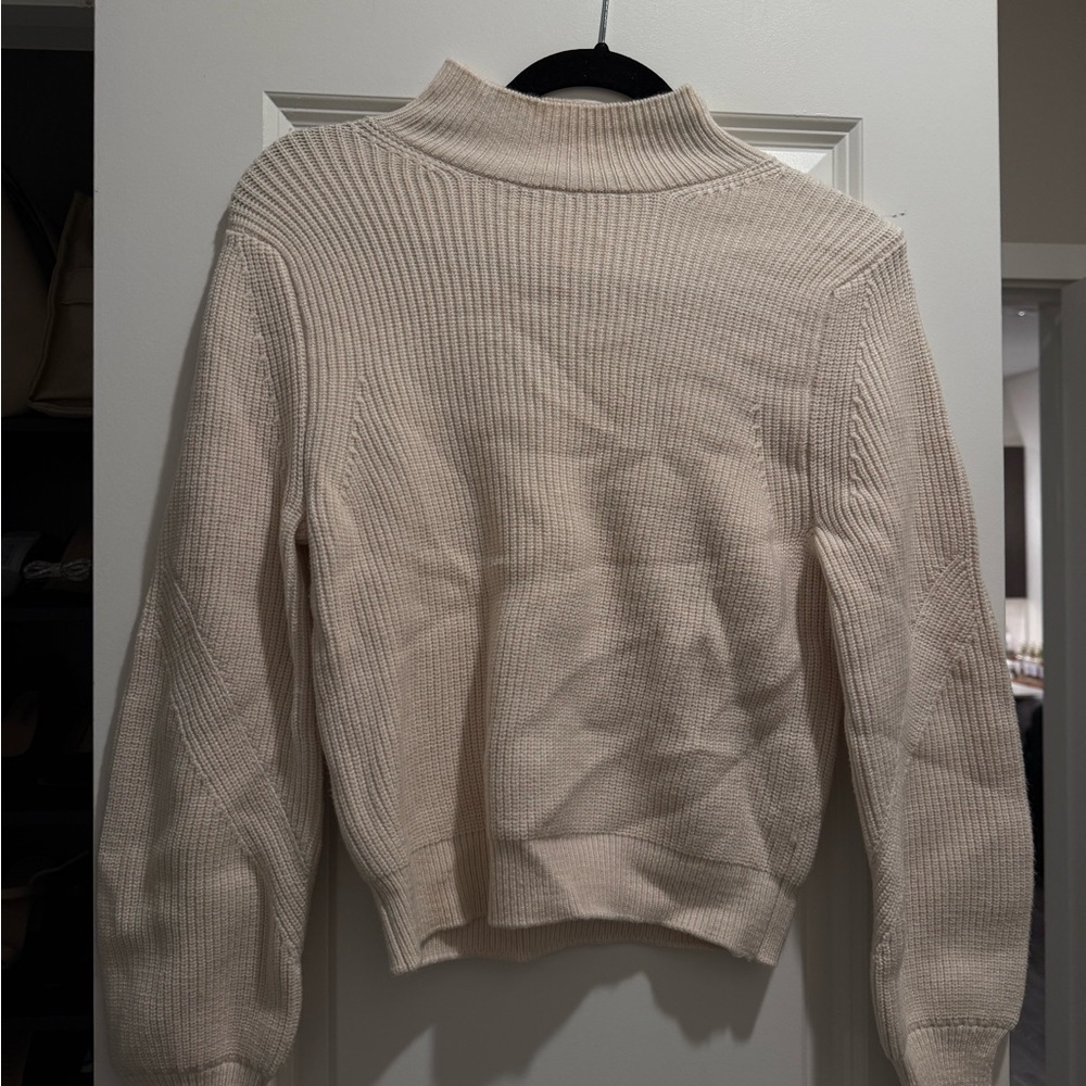 Zara Cream Ribbed Turtleneck Sweater